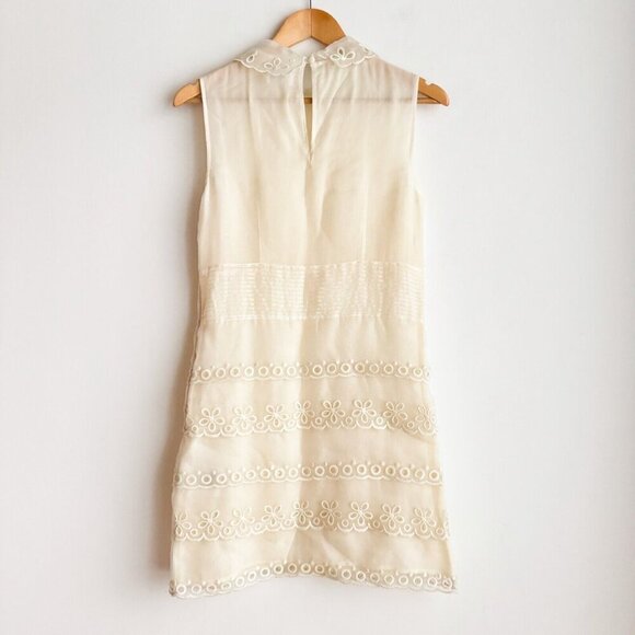 Valentino White Organza Eyelet Detail Sheer Sheath Dress S - Picture 7 of 7